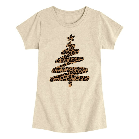 Instant Message - Leopard Print Tree - Youth Girls Short Sleeve T-shirt