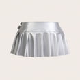 thumbnail image 4 of Ediodpoh Leather Skirts for Women Stylish Mini with Flounce Hem Punk Rock Gothic Metal Buckle Detail Night Out Clubwear Silver_001 M, 4 of 5