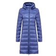thumbnail image 1 of Chaqueta de plumón ligera para mujer, chaqueta ajustada de longitud media con capucha para otoño e invierno, talla grande, gorro de lana, 1 of 3