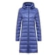 thumbnail image 3 of Chaqueta de plumón ligera para mujer, chaqueta ajustada de longitud media con capucha para otoño e invierno, talla grande, gorro de lana, 3 of 5