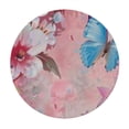 thumbnail image 4 of nygtbtfer Fitted Round Tablecloth with Elastic Edge Wipe Clean Spring Pink Peach Flowers Butterflies Table Cloth for Outdoor/Indoor Use,Fits Round Tables Small 54-58, 4 of 8