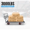 thumbnail image 4 of Flatbed Platform Cart Industrial Dolly Cart Heavy Duty 60” x 30” Platform Hand Truck Push Cart Super Heavy Duty Flatbed Cart with 3000Lb Capacity 8'' Swivel Wheels Commercial Moving Cart w/Basket, 4 of 6