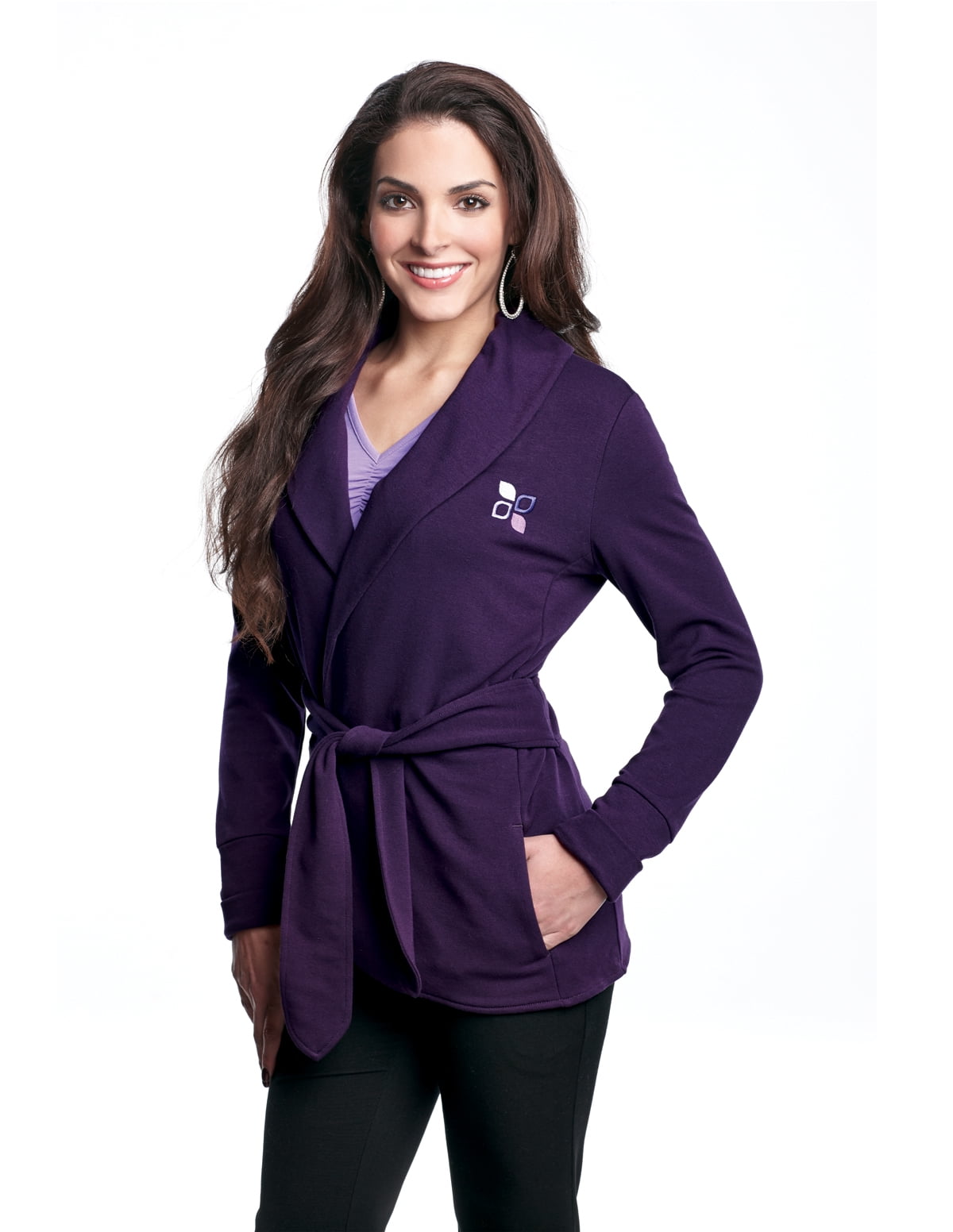 Tri-Mountain - Tri-Mountain Lilac Bloom Women's 57% Ctn/38% Poly/5% Spandex Knit Robe Jacket 