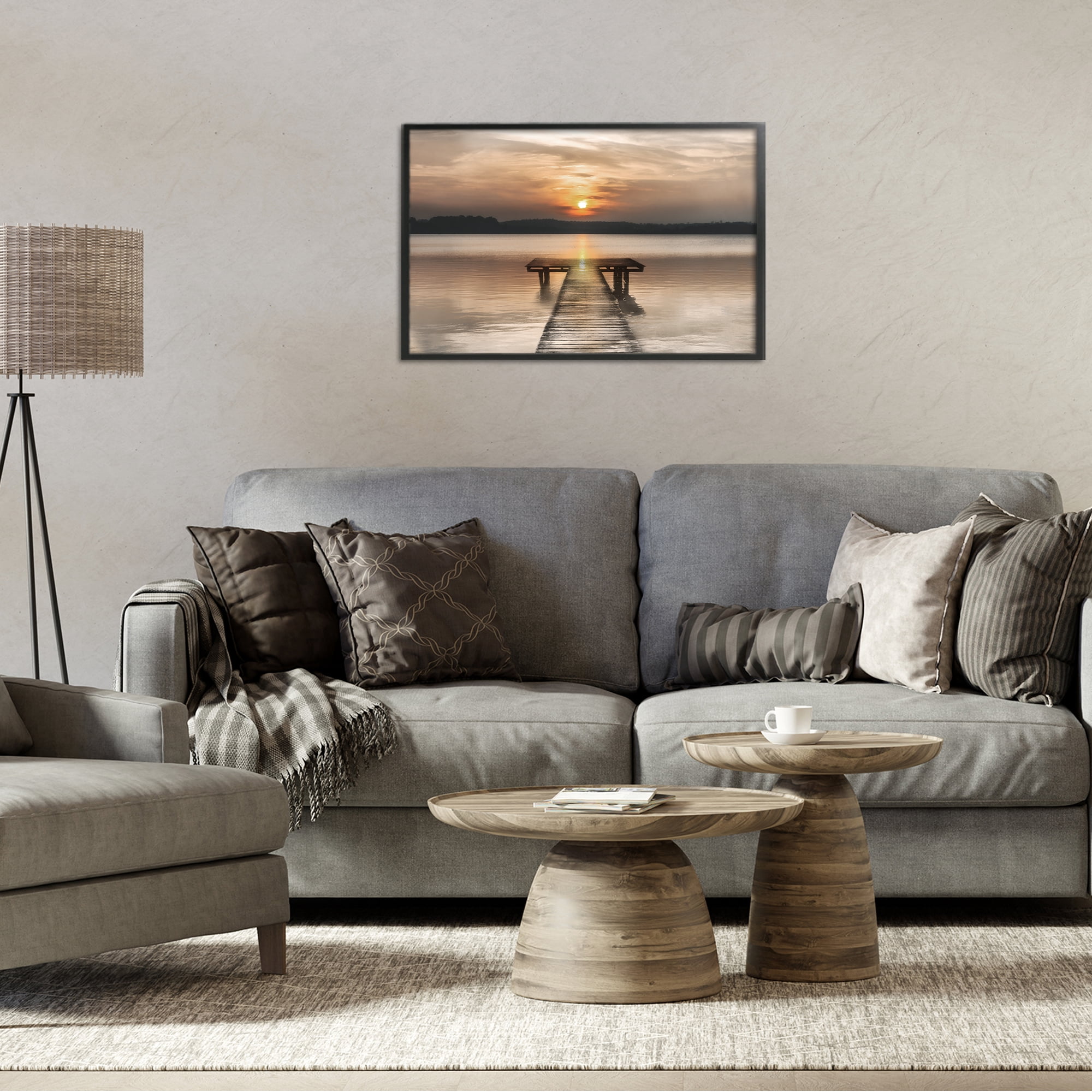 Stupell Industries Centric Reflective Sunrise Black Framed Giclee Art, design by Irene Weisz