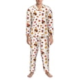 thumbnail image 3 of Naloa Autumn Maple Leaf with Hedgehog Men’s Pajamas Set - Long Sleeve Button Down Sleep Shirt and Pajama Bottoms Sleepwear Set-Small, 3 of 7