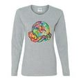 thumbnail image 2 of Wild Bobby Rainbow Painted I've Got The Whole World Dean Russo Design Inspirational/Christian Women Graphic Long Sleeve Tee, Heather Grey, Small, 2 of 6