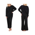 thumbnail image 2 of Women'S Autumn Two-Piece Suit Long-Sleeved Pullover Wide-Leg Pants Matching Casual Set Fashion Clothing Black M, 2 of 5