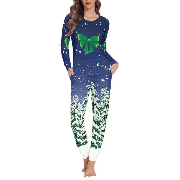 Pijama elegante de manga larga para mujer, ropa de dormir informal, conjunto de dos piezas, regalo de Navidad, Otoño e Invierno