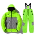 thumbnail image 5 of PXLKNZH Little Ones Big Kids Snow Suit for Boys Girls Winter Ski Hooded Jacket & Adjustable Strap Pants Set Windproof Waterproof Warm Ski Snow Suit,Mint Green,5 Years, 5 of 8