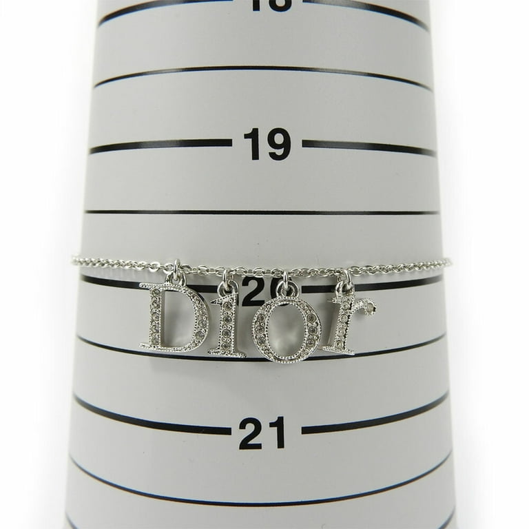Pre-Owned Christian Dior Bracelet Metal Rhinestone Silver Pre-Owned Christian Dior Bracelet Metal Rhinestone Silver