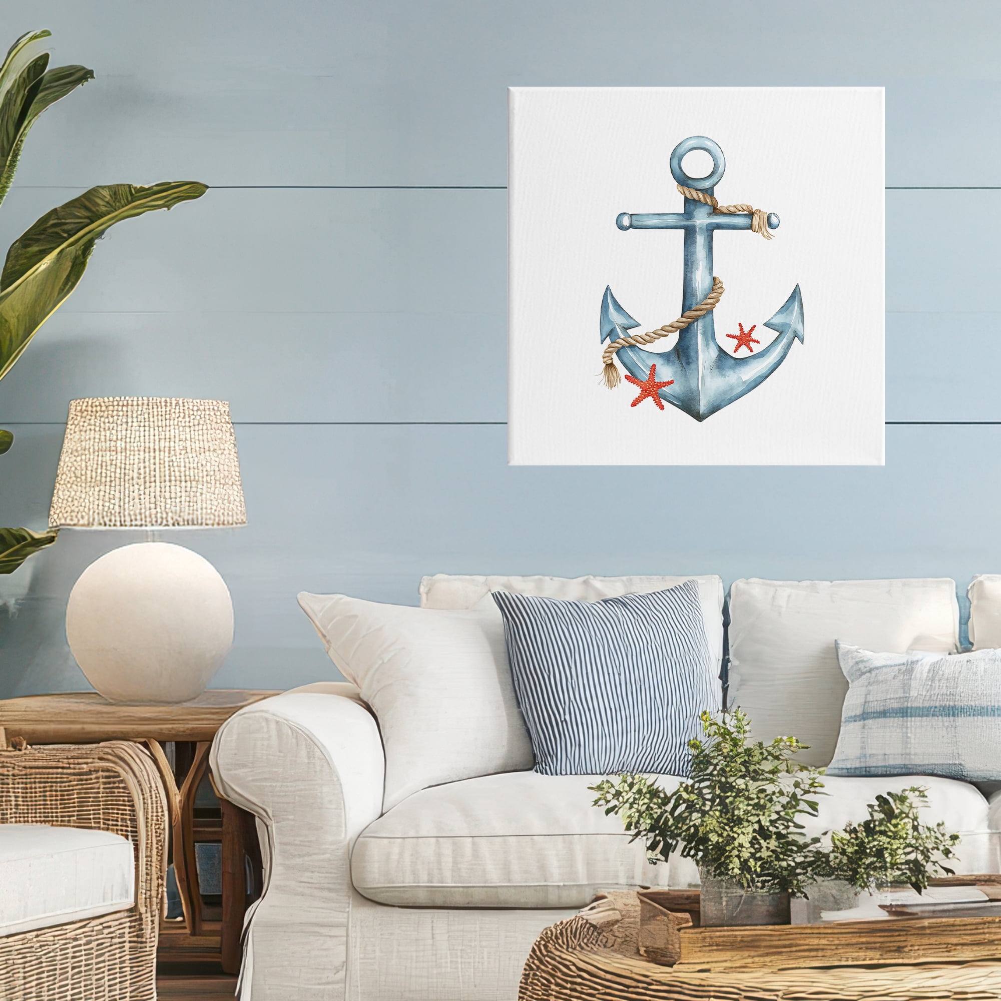 Stupell Industries Cute Sailor Anchor with Starfish Canvas Wall Art, design by LSR Design Studio