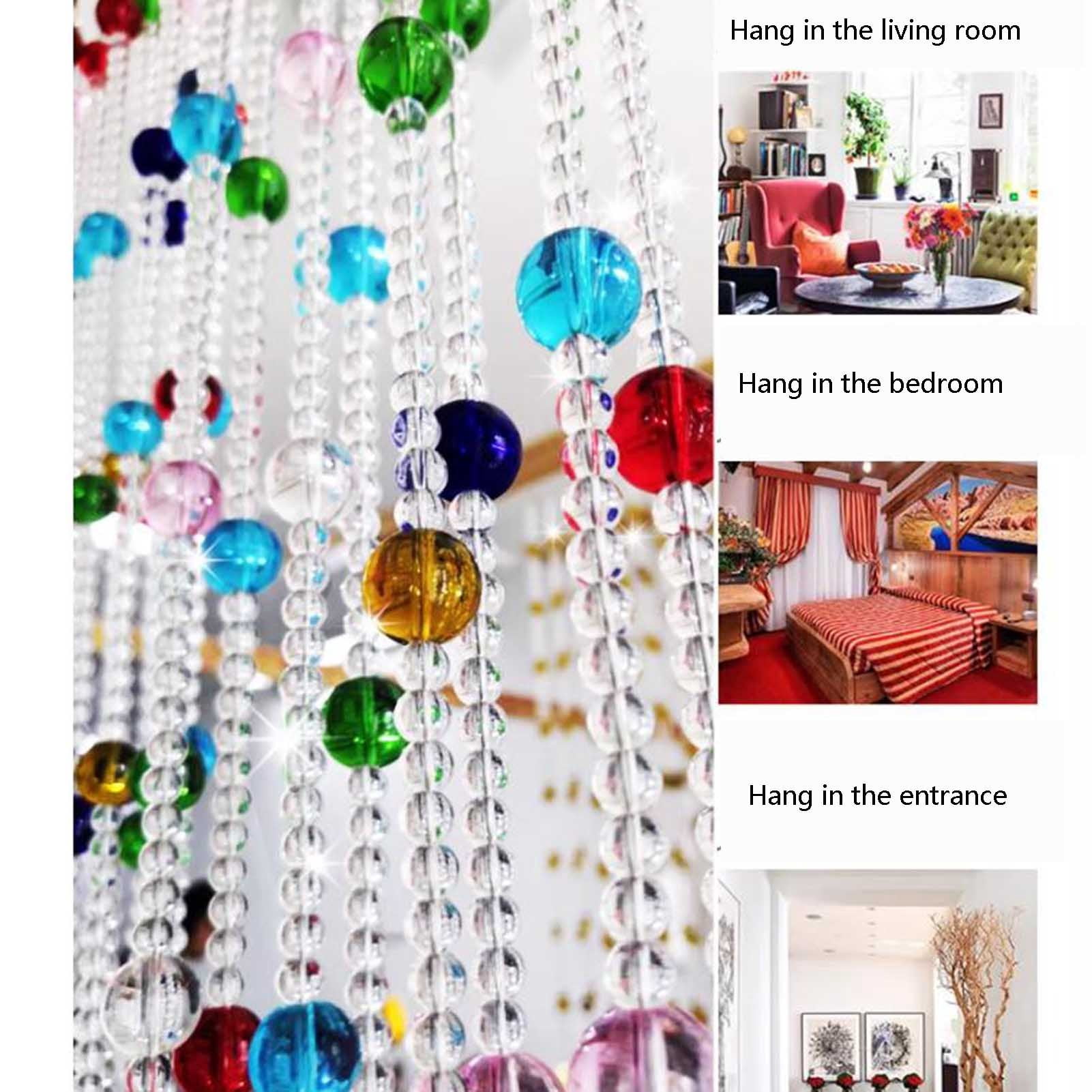 Crystal Bead Curtain for Room Separation and Decoration,25 Strands Door Curtain Room Divider for Window Bedroom Patio Door Indoor Curtain