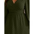 thumbnail image 2 of AURA Women's Plus Size Fall Wedding Guest Dress Wrap V Neck Swiss Dot Lantern Long Sleeve Swing Boho Casual Dresses, 2 of 6
