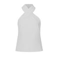 thumbnail image 4 of Fartey Women's Criss Cross Halter Tops Summer Backess Sleeveless Shirt Elegant Back Zipper Tank Tops Fashion Solid Color Camis Top Gray XXL, 4 of 6