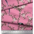 thumbnail image 3 of Soimoi Pink Georgette Viscose Fabric Floral & Paradise Whydah Bird Print Fabric by Yard 44 Inch Wide, 3 of 3