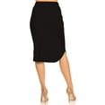 thumbnail image 3 of Women's Plus Casual Solid Pencil Midi Skirt with Drawstring Waist and Relaxed Fit, 3 of 5