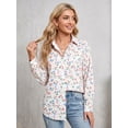 thumbnail image 5 of Floral Button Down Shirts for Women Floral Print Blouse Casual Dressy Long Sleeve Boho Tops, 5 of 8