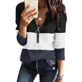 thumbnail image 2 of Womens T Shirts Long Sleeve Ladies Tops Fall V Neck Daily Fashion Cute Tee Shirts Black L, 2 of 5