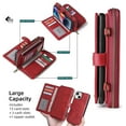 thumbnail image 4 of Feishell for iPhone 14 Plus Crossbody Wallet Case,PU Leather Lager Capacity Detachable Cover Magnetic Buckle Card Slots Zipper Pocket Kickstand Phone Case with Adjustable Shoulder Strap,Red, 4 of 8