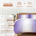 thumbnail image 6 of 3 Piece Purple Ombre Duvet Cover Set Twin Size,Microfiber Comforter/Quilt Cover with Corner Ties and 2 Pillowcases,Purple White Gradient Modern Abstract Art All Season Bedding with Zipper Closure, 6 of 8