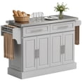 thumbnail image 3 of HOMCOM 57" Kitchen Island with Stainless Steel Top, Mobile Kitchen Island Cart with 2 Drawers & Cabinets, Kitchen Island Table on Wheels, Gray, 3 of 10
