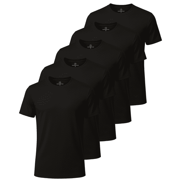 Real Essentials 5 Pack: Men’s Breeze Tech Crew Neck Workout T-Shirts Moisture-Wicking Athletic, Gym Shirts (Big And Tall)