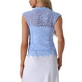 thumbnail image 3 of Cárdigan de encaje con mangas de capucha INSPIRE CHIC para mujeres, elegante shrug floral para bodas de noche, talla XL, azul cielo, 3 of 6