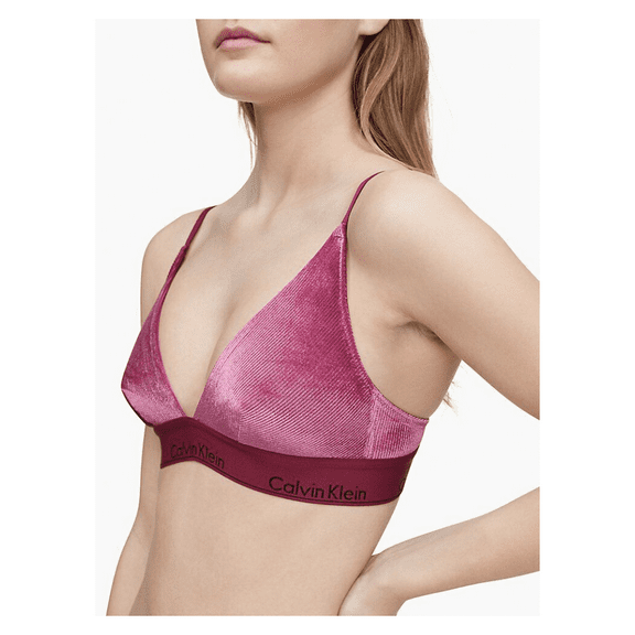 Calvin Klein Cotton Velvet Light Lining Triangle Bralette , Burgundy, Sz XS