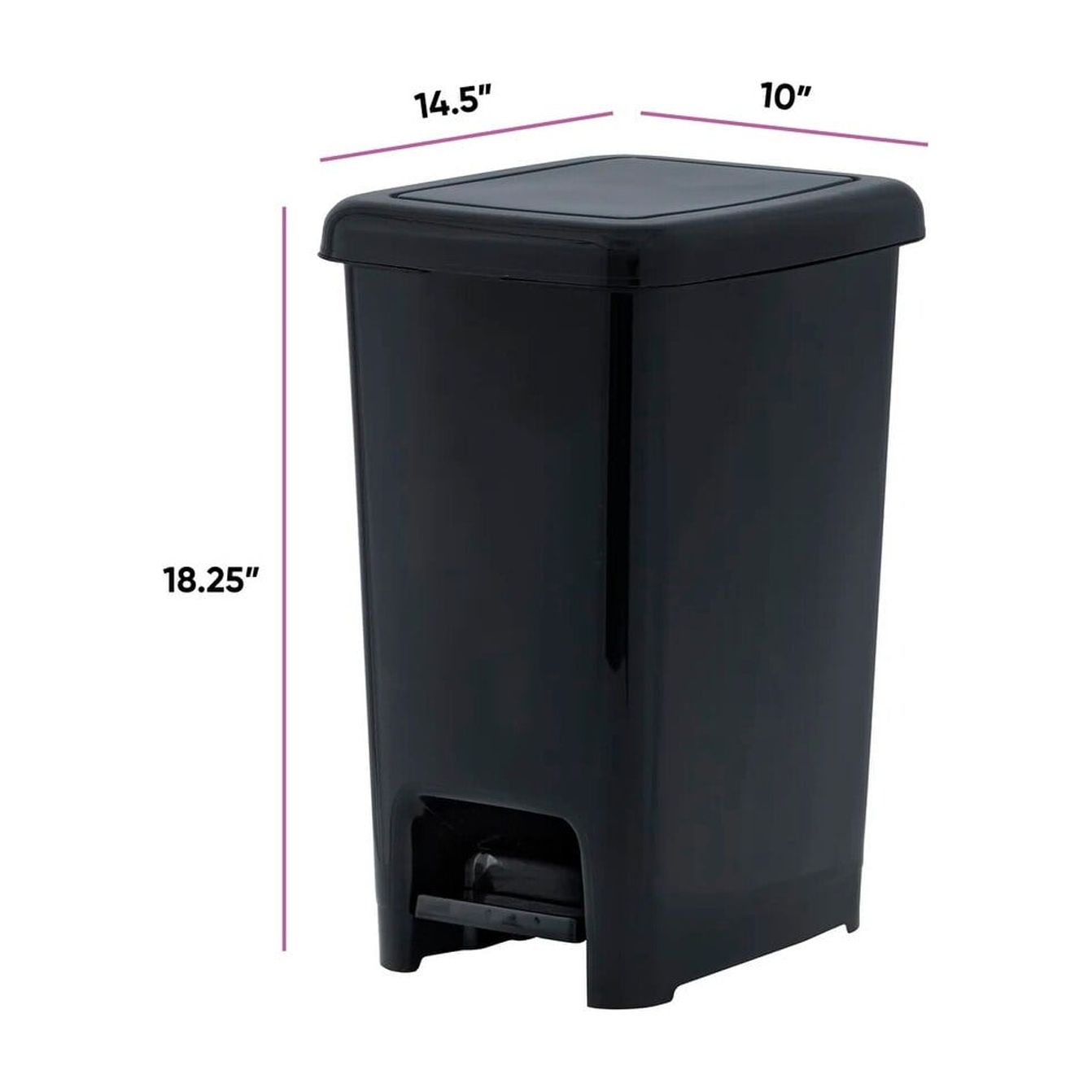 SUPERIO 6.5 Gallon Step-On Trash Can - Slim Plastic Waste Bin With Pedal Lid