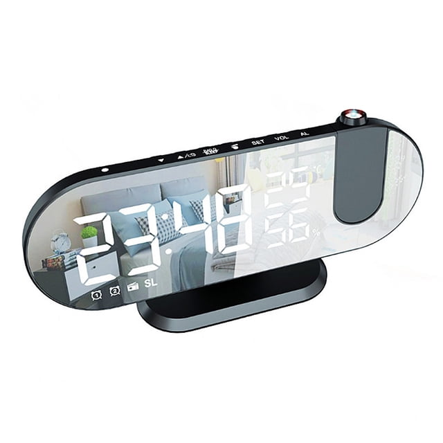 Reloj despertador con proyección de radio y temperatura y humedad para el hogar, reloj con espejo LED creativo