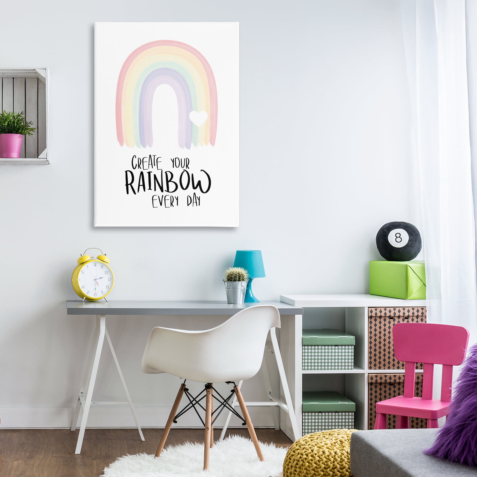 Stupell Industries Create Your Rainbow Text & Numbers Painting Wrapped Canvas Art Print Wall Art, 30 x 45