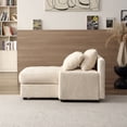 thumbnail image 3 of Single Sofa Couch Bed, Corduroy Upholstery Sleeper Sofa with Square Armrests & Removable Backrests, Modern Luxury Daybed for Living Room Appartment Office, Beige, 3 of 7