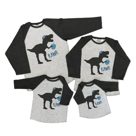 

7 ate 9 Apparel Matching Family Happy Hanukkah Shirts - Yamakah Dinosaur Dino Grey Shirt 18 Months