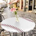 thumbnail image 6 of Baseball Round Tablecloth for 45-54 Inch Tables, Fitted Table Cover with Elastic Edge, Modern Minimalist Red Lines Waterproof Outdoor Table Cloth Protector for Patio Garden Dinner Picnic, 6 of 9