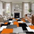 thumbnail image 3 of Modern Abstract Art 8x10 Area Rug for Living Room Sectional Sofa, Orange Gray Black Rectangular Washable Non Slip Large Rectangle Area Rug, 3 of 9
