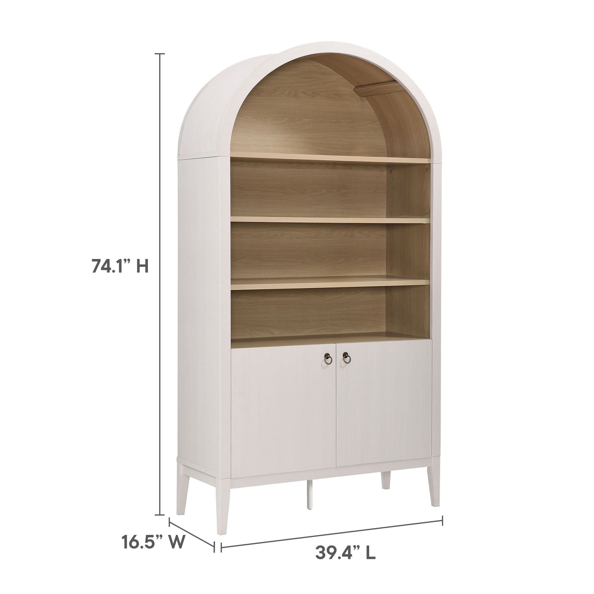 Nolan Storage Display Cabinet Bookshelf in Ivory