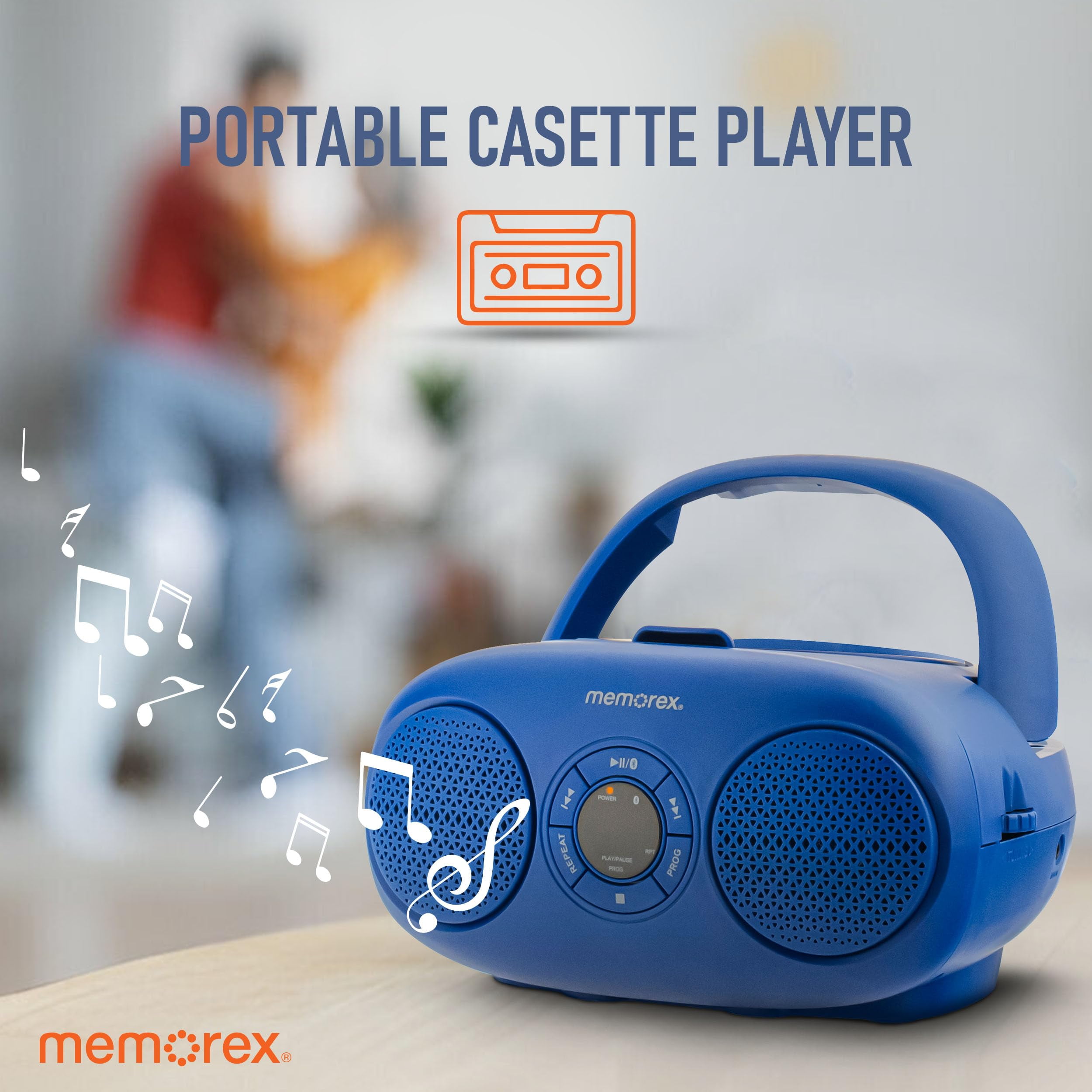 Memorex MX-BCD20(L) Portable CD Player | AM/FM Stereo Radio with Telescopic Antennas | CD-R/RW Compatible | Programmable Memory | LED Display | AUX Input | AC & Battery Powered (Blue)