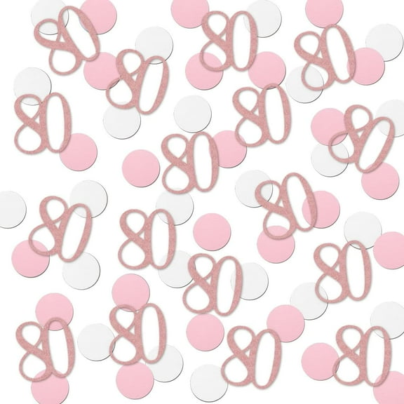 Rose Gold 80 Confetti, 80th Glitter Birthday Number Confetti, 120Pcs Anniversary Party Table Decoration Supplies