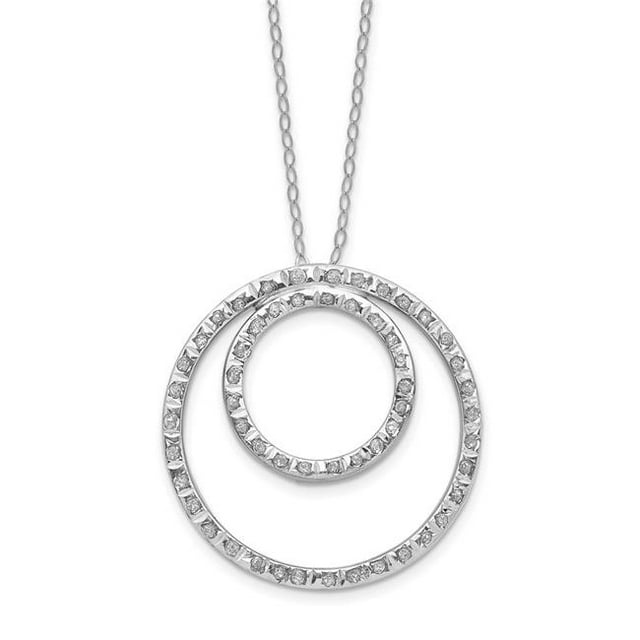 Quality Gold DF343 14K White Gold Diamond Fascination Double Circle Necklace