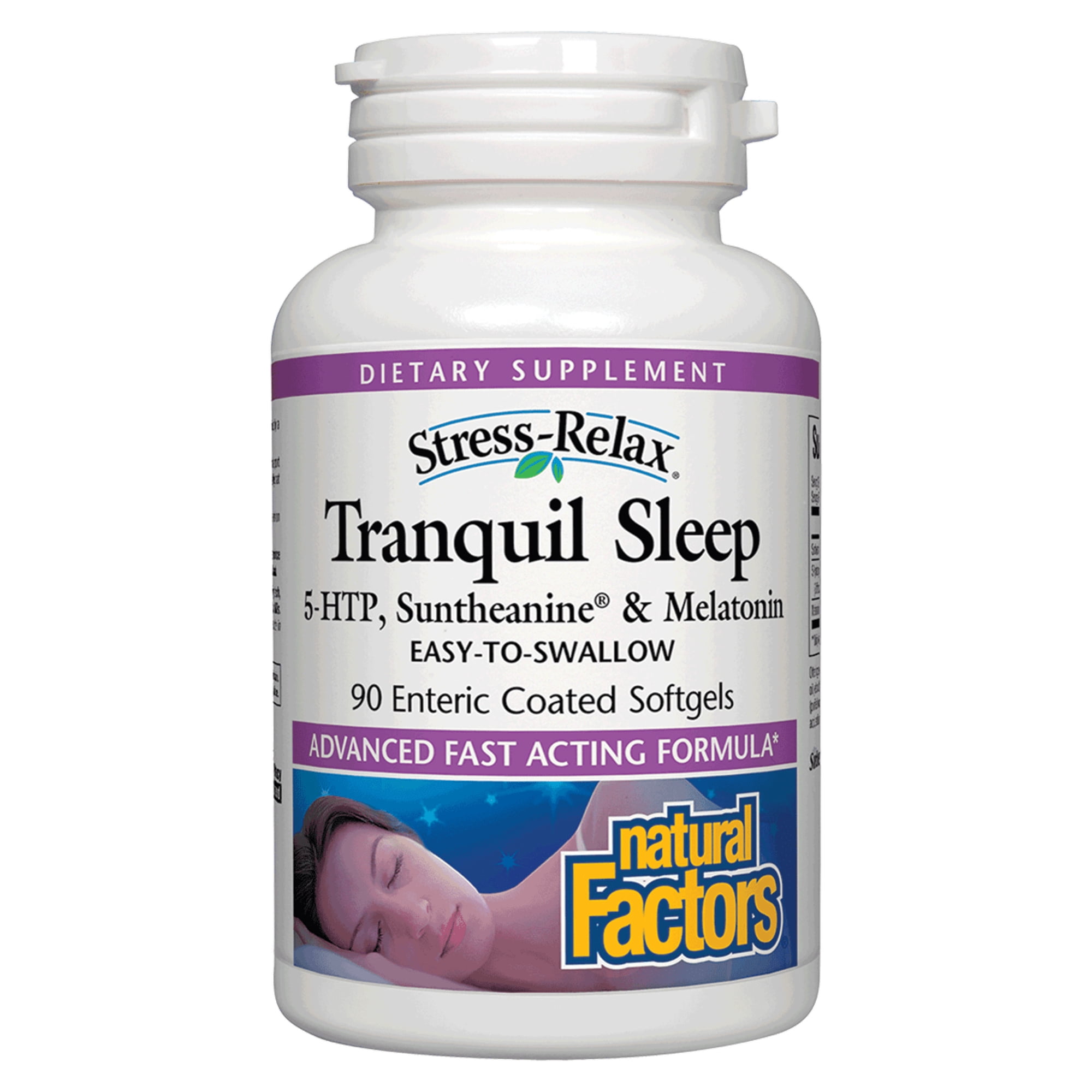 Stress-Relax Tranquil Sleep by Natural Factors, Sleep Aid with Suntheanine L-Theanine, 5-HTP, Melatonin, 90 Softgels