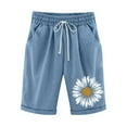 thumbnail image 3 of Women's Shorts High Waisted Stretchy Bermuda Shorts for Women Floral Knee Length Elastic Waist Drawstring Loose Wide Leg Shorts Summer Trendy Casual Shorts S-5XL, 3 of 3