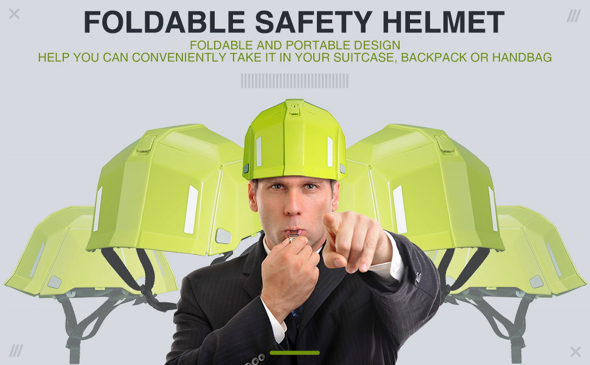 Foldable Safety Hardhat Helmet Outdoors Collapsible Helmet Perfect Construction Hard Hats Safety Cap One Size for Offices Earthquake Public Facilities of Disaster (Fluorescent Yellow)