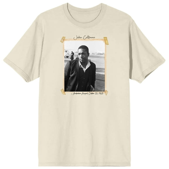 John Coltrane Amsterdam Airport October 26, 1963 Photo Men's Natural Tee with Short Sleeves and Crew Neck-Small