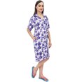 thumbnail image 2 of Bimba Women's White Rayon Sleepwear Button Down Blue Floral Print Sleepshirt - 4, 2 of 5