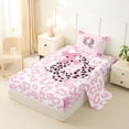 thumbnail image 2 of Erosebridal Pink Cheetah Pattern Twin Sheet Sets For Bowknot Girls,Chic Leopard Letter Q Initial Print Bedding 3-Piece, 2 of 6
