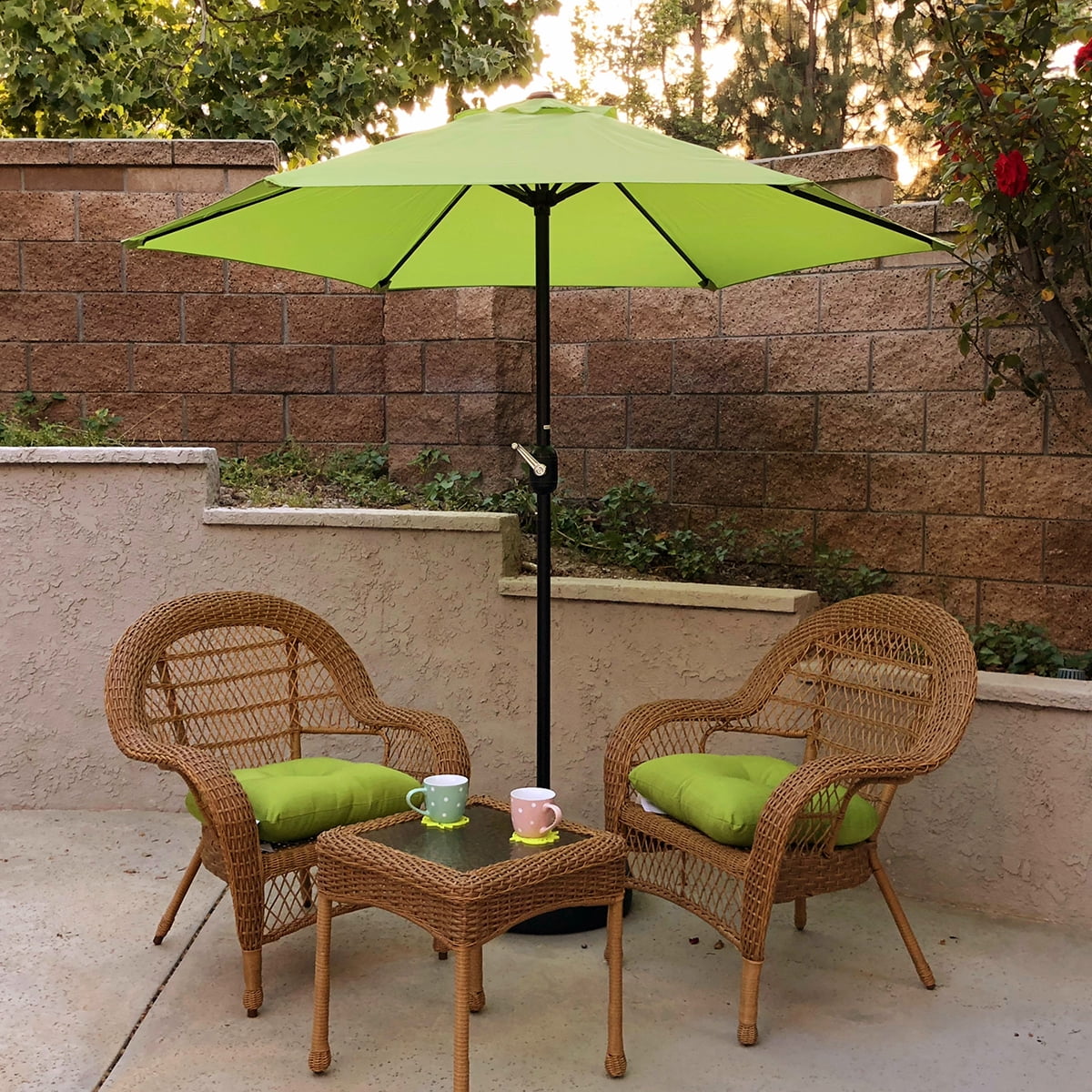 Kool 7.5ft Patio Umbrella with Crank Handle, Outdoor Market Umbrella with 6 Sturdy Umbrella Ribs Waterproof for Garden, Deck, Backyard, Pool, Lime Green