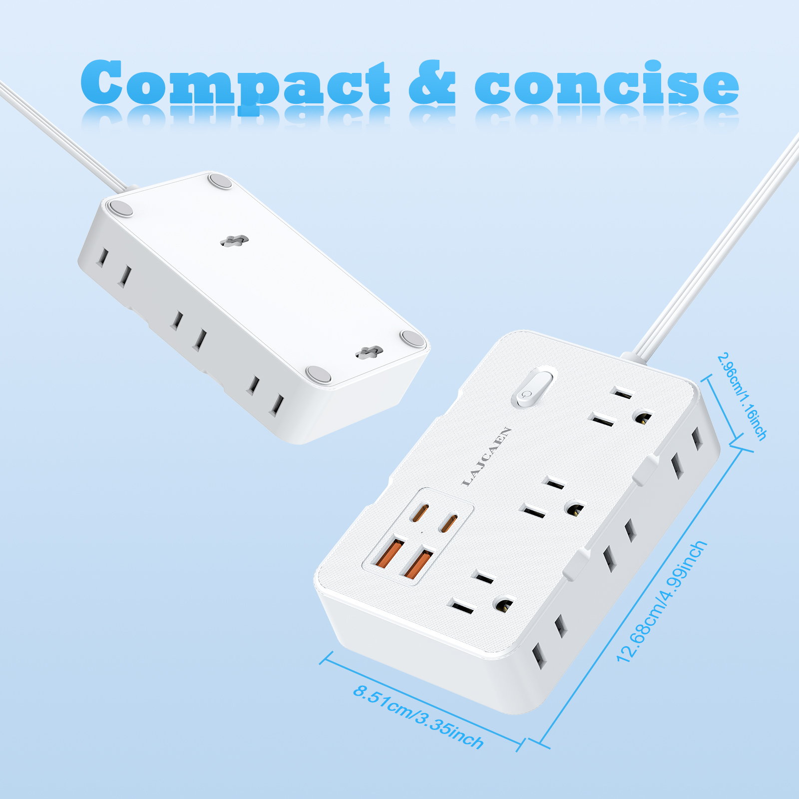 LAJCAEN 5-Foot Power Strip with 6 Outlets and 4 USB Ports photo 3