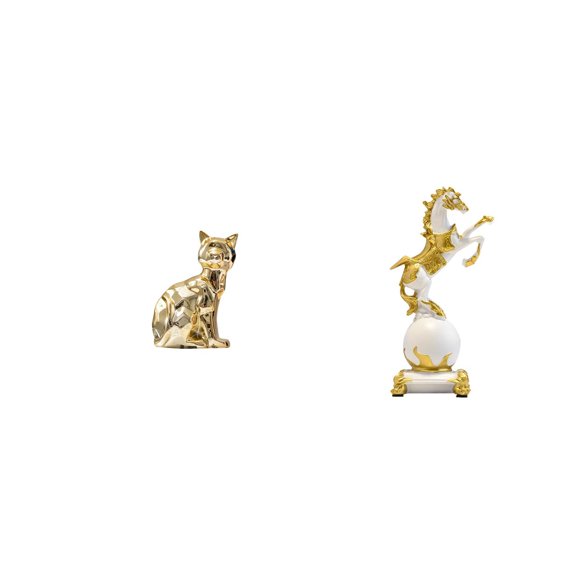 Luzkey Figurine de Bureau Statue de Chat Statue de Cheval Sculpture en Résine Ornement d'Art Moderne Adapté pour Cadeau Décoration Maison Bureau Présentoir Bibliothèque