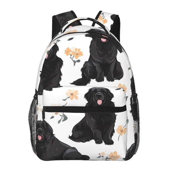 Lightweight Backpack Casual Daypack Multi Compartment Travel Bag With Laptop Sleeve Sturdy Self Standing For College Work Black Dog