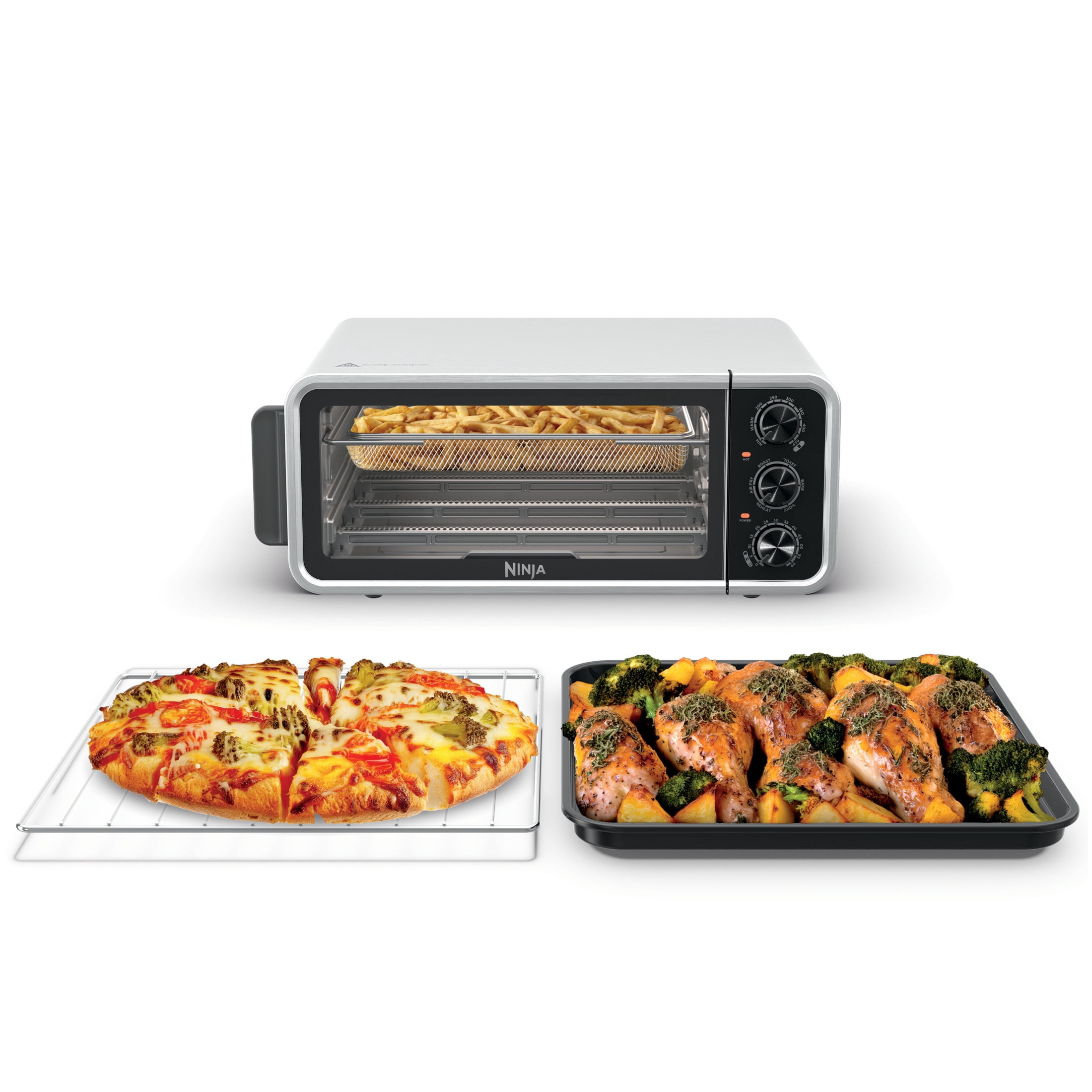 Ninja Flip Toaster Oven & Air Fryer, 6-in-1, Flip Up & Away for Storage, Roast, Toast, Bake & More, SP050 Silver
